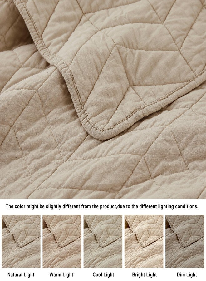 palassio Dark Beige Cotton Quilt King Size Bedding Sets with Pillow Shams, Lightweight Soft Bedspread Coverlet, Quilted Comforter Bed Cover for All Season, 3 Pieces, 106x96 inches - Image 5